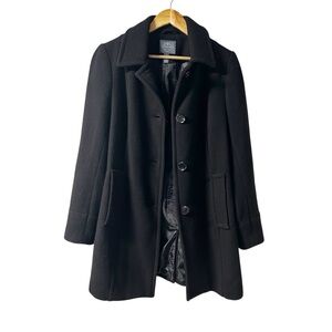 St. John’s Bay Pea Coat Black Wool Blend Women’s Sz M Relaxed Fit